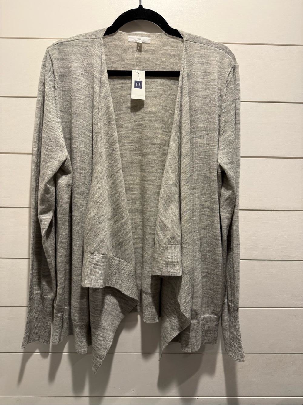 GAP Women's Light Weight Wool Gray Open-Front Cardigan Sweater
